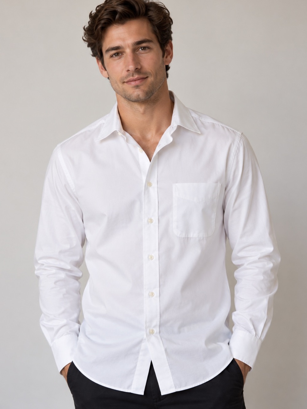 Lauren Ralph Lauren White Button Down Shirt 16.5 Slim Fit Preppy Office Classic